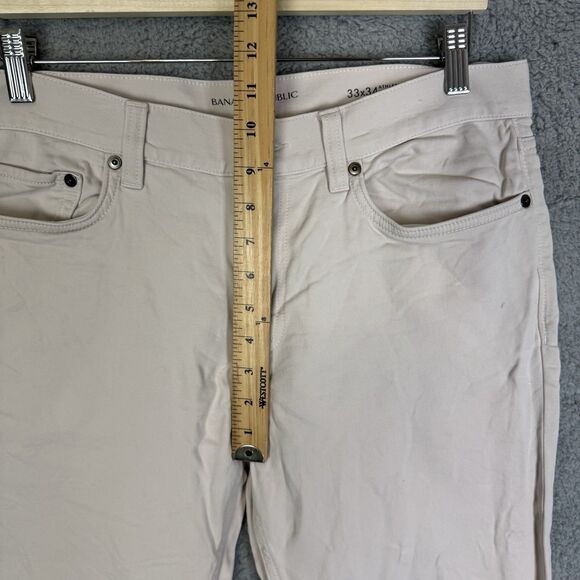 Banana Republic Pants Mens 33x21 Beige Athletic Fit Traveler Chino Tapered Leg - Picture 7 of 11